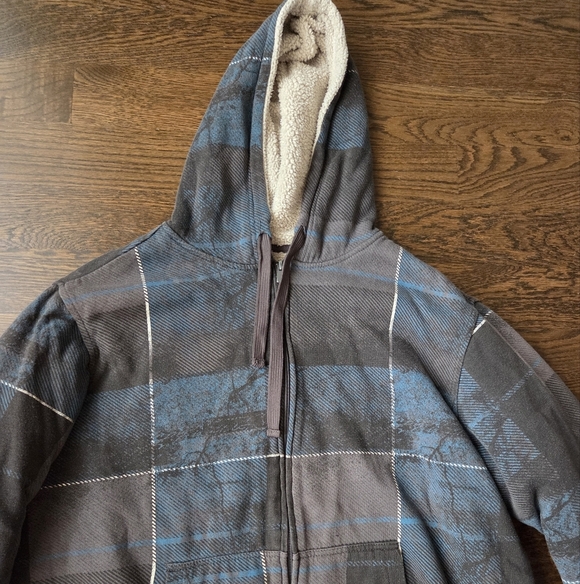 No Boundaries Men's Plaid Sherpa-Lined Hooded Jacket  Check Pattern Sz.XL(46-48) - Picture 2 of 12